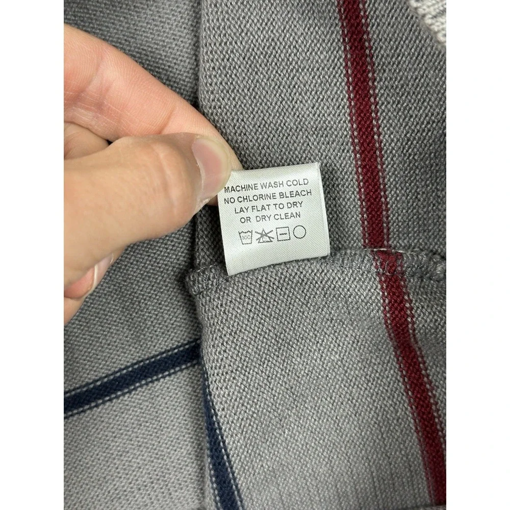 Peter Manning Sweater Mens 4X Gray Stripped 1/4 Zip Mock Neck Pullover Cotton